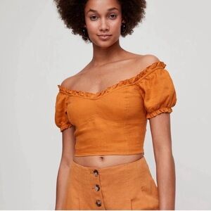 Aritzia Women's Orange Off-Shoulder Top